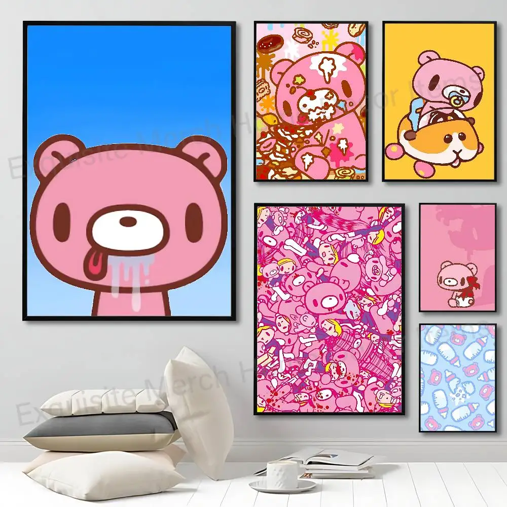 Kawaii G-Gloomys Cute Pink Bear Artists Canvas Painting for Living Room Home Decor Poster Fans Gifts-unframed