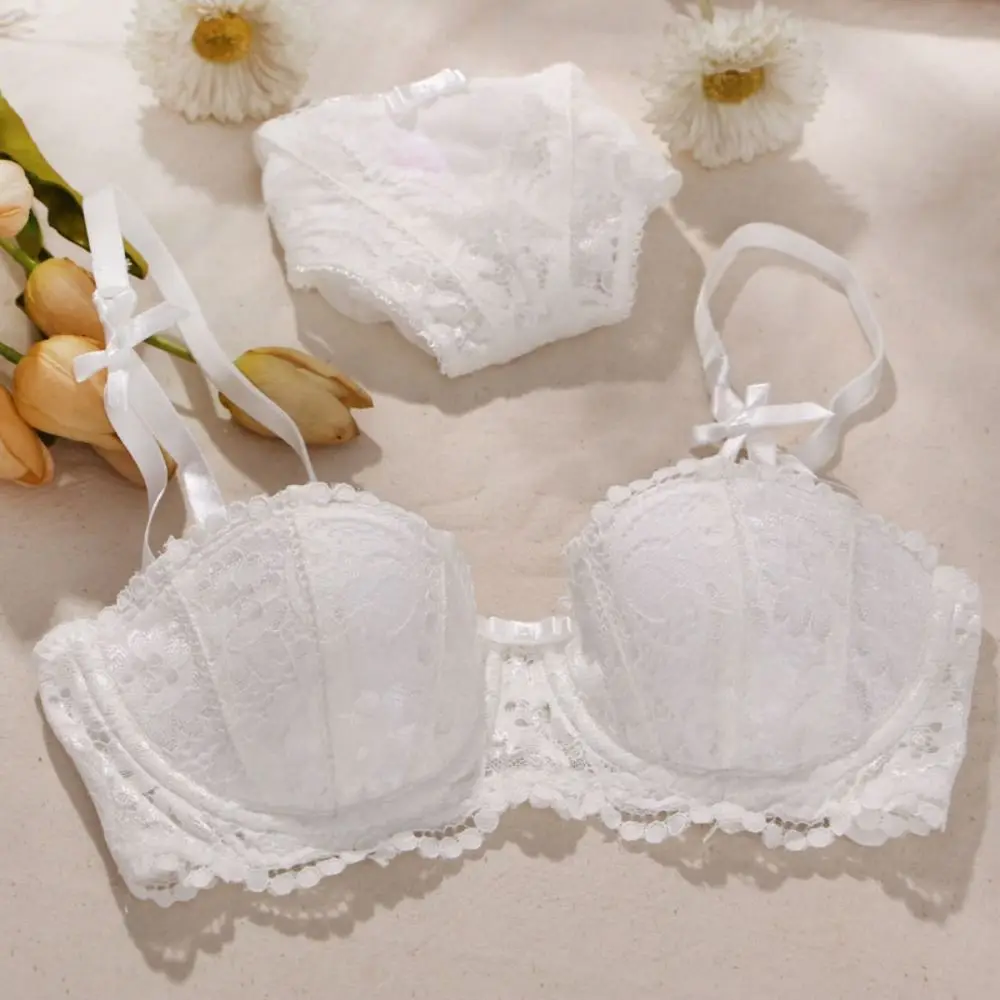 

Sweet Flower Deep V Bra Push Up Anti-sagging Lace Bra Shockproof Lingerie Underwear for Women Gifts