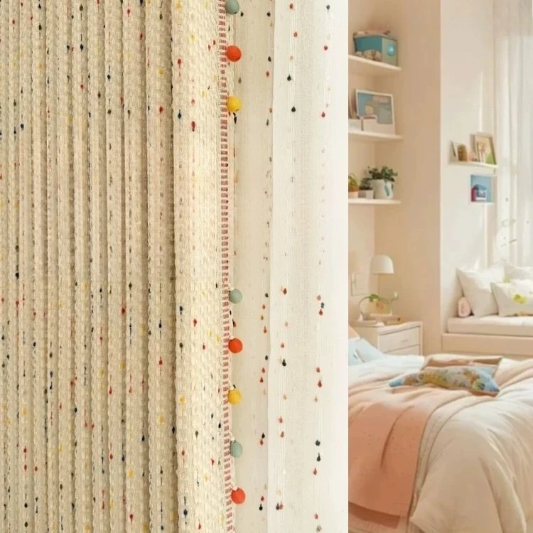 

Sunscreen Full Blackout Cream Sweetheart Romantic Dopamine Curtains Living Dining Room Bedroom Premium Sense Chenier Cream Wind
