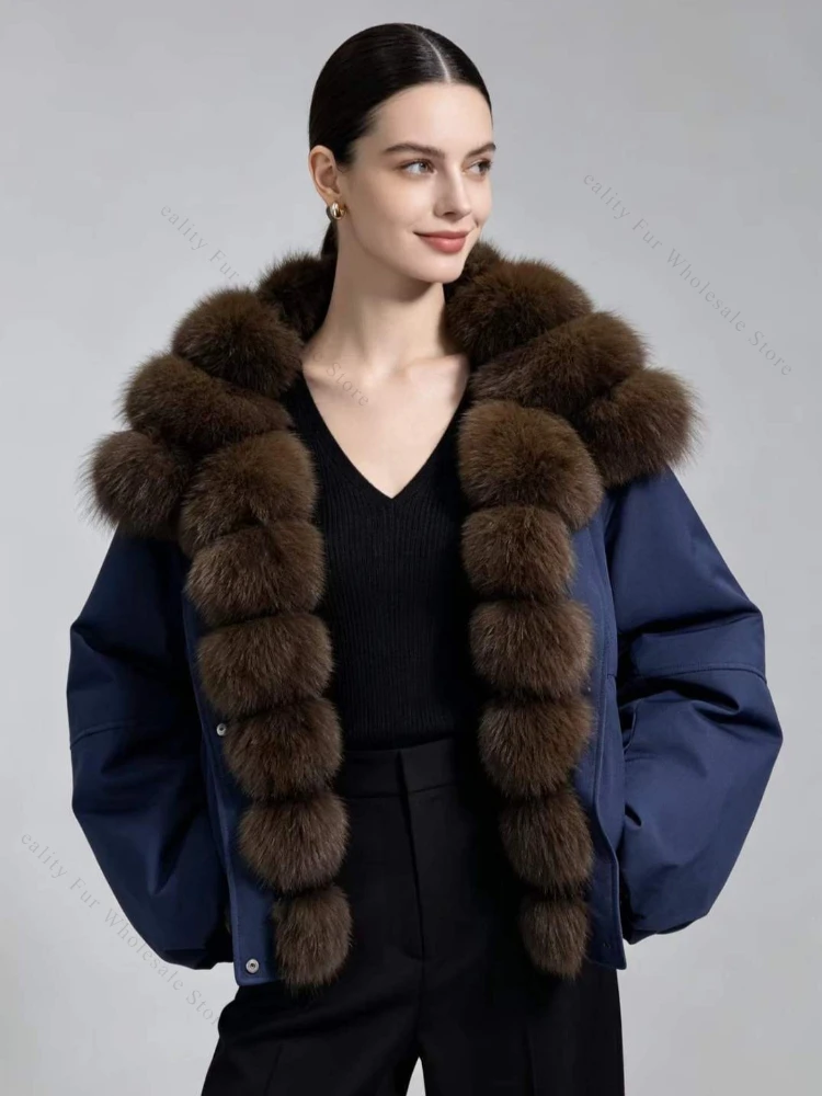 

Puffer Jacket New 2026 Winter Down Padding Jacket Natural Fox Fur Trim Collar Coat Thick Warm Casual Fashion Outerwear Clothing