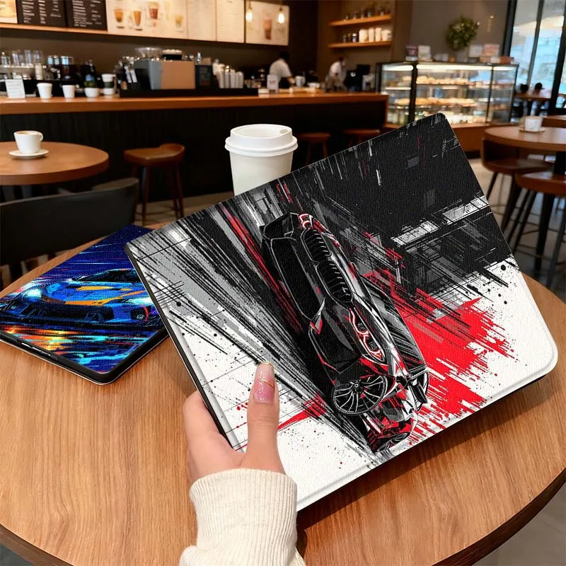 

Luxury Sports Car Art Pattern For Samsung Galaxy Tab S10 S9 S8 S7 Lite FE Plus Scratch resistant Pen Tray Tablet Case Gift