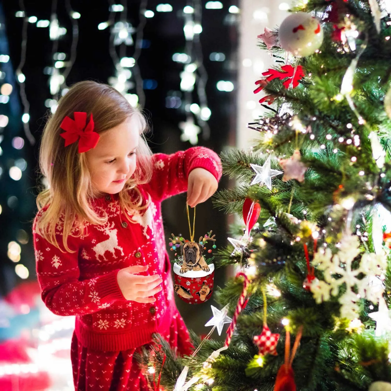 Resina Acrílico Dog Drop Ornamento, Pingente De Árvore De Natal, Filhote Bonito, Fontes De Festa Festiva, Decoração Do Quarto, Presente De Natal, Ano Novo, 2024