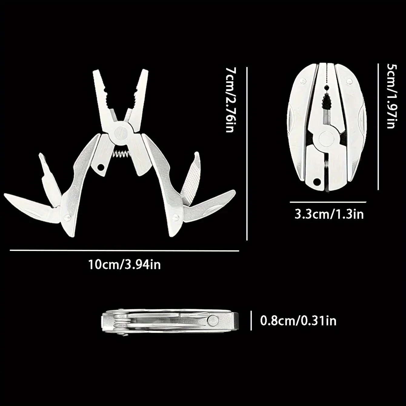 Portable Stainless Steel Multi-Tool Pliers Knife Keychain Screwdriver - Perfect For Outdoor Use!