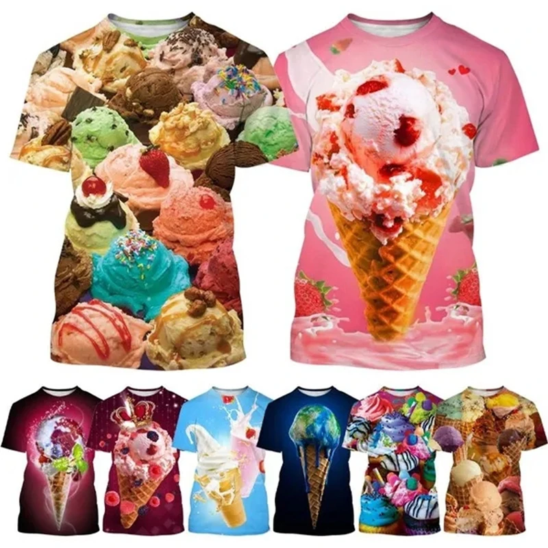 

Ice Cream 3D Printing Summer Short-sleeved T Shirt Men Women Kids Fashion Casual Harajuku T-shirt Cool High Quality Tshirt Tees