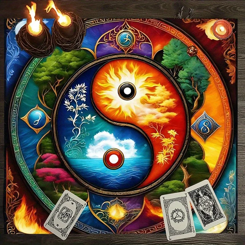 Large Yin Yang Balance Art Tapestry for Home Decor Spiritual Feng Shui Wall Hanging Meditation Room Accent