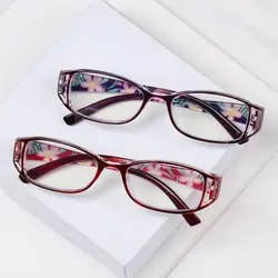 Retro Square Printed Reading Glasses Women Men Anti-Blue Light Presbyopia Eyeglasses Ultralight Hyperopia Eyewear +1.0 +4.0