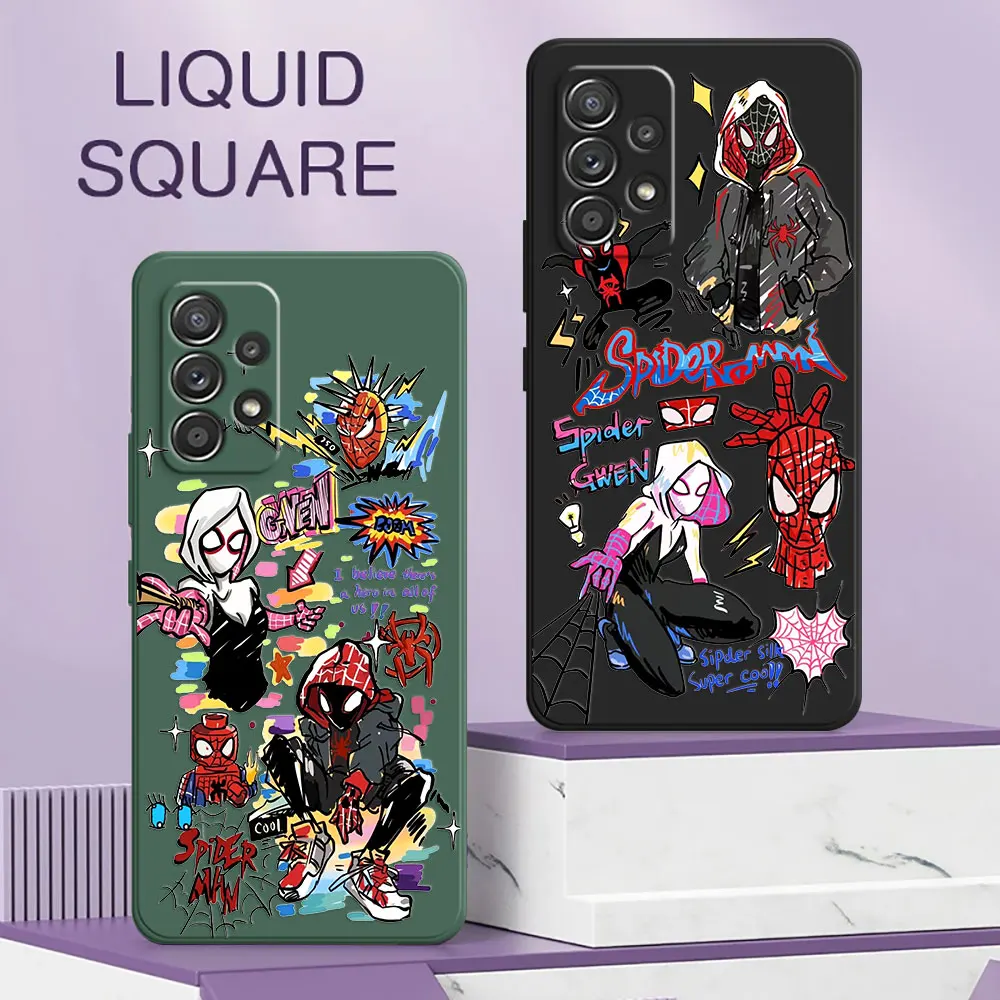 Spider Man Gwen Miles Morales Marvel Case For Samsung Galaxy A25 A13 A14 A15 A21S A22 A23 A24 A11 A12 A02 A03 A04 S Phone Cover