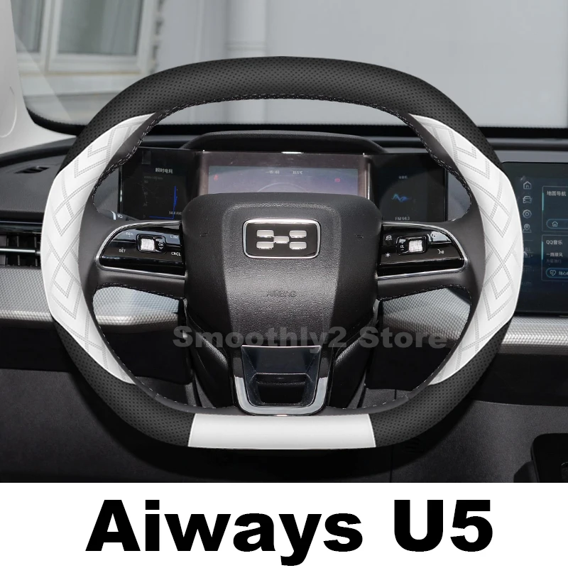

Leather Car Steering Wheel Cover For Aiways U5 2019-2022 2023 Non-slip Auto Steering Wheel Cover interior Aiways U5 Accessories