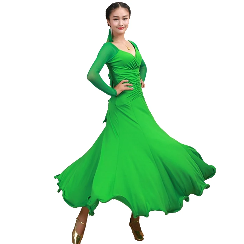 V-hals Slanke Flamenco Jurken Spaans Kleding Standaard Jurken Dance Ballroom Waltz Jurken Tango Moderne Dans Kostuums