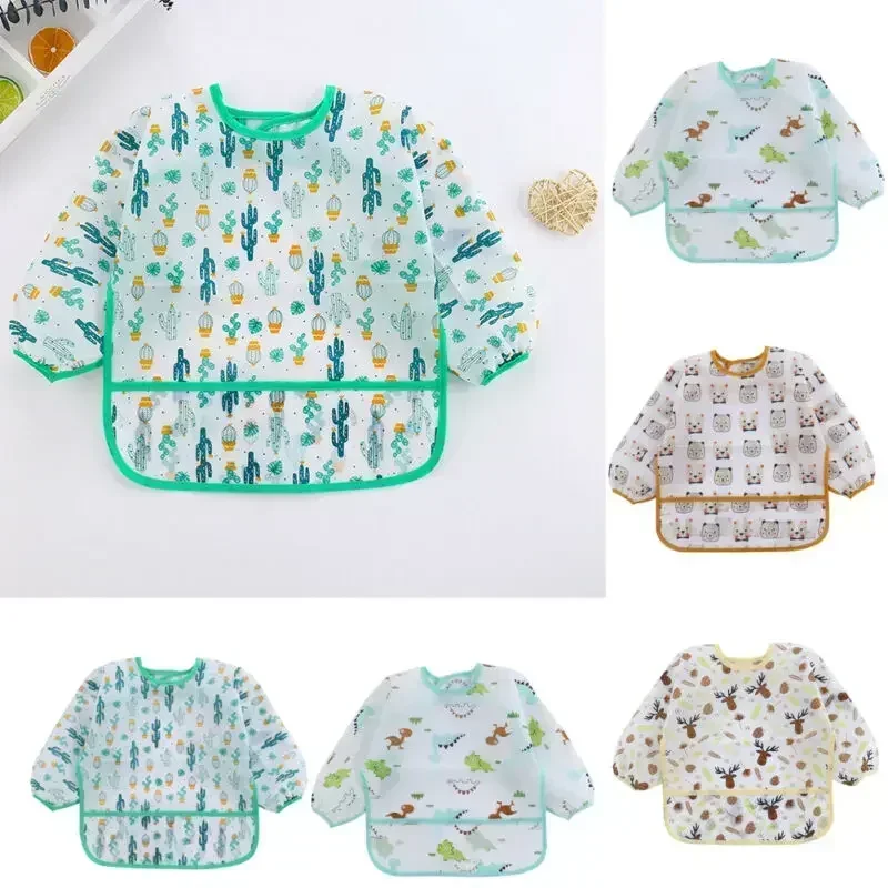 Baby Bibs New Cute Children Baby Stuff Toddler Waterproof Long Sleeve Art Smock Feeding Bib Apron for Kids 0-6 Years