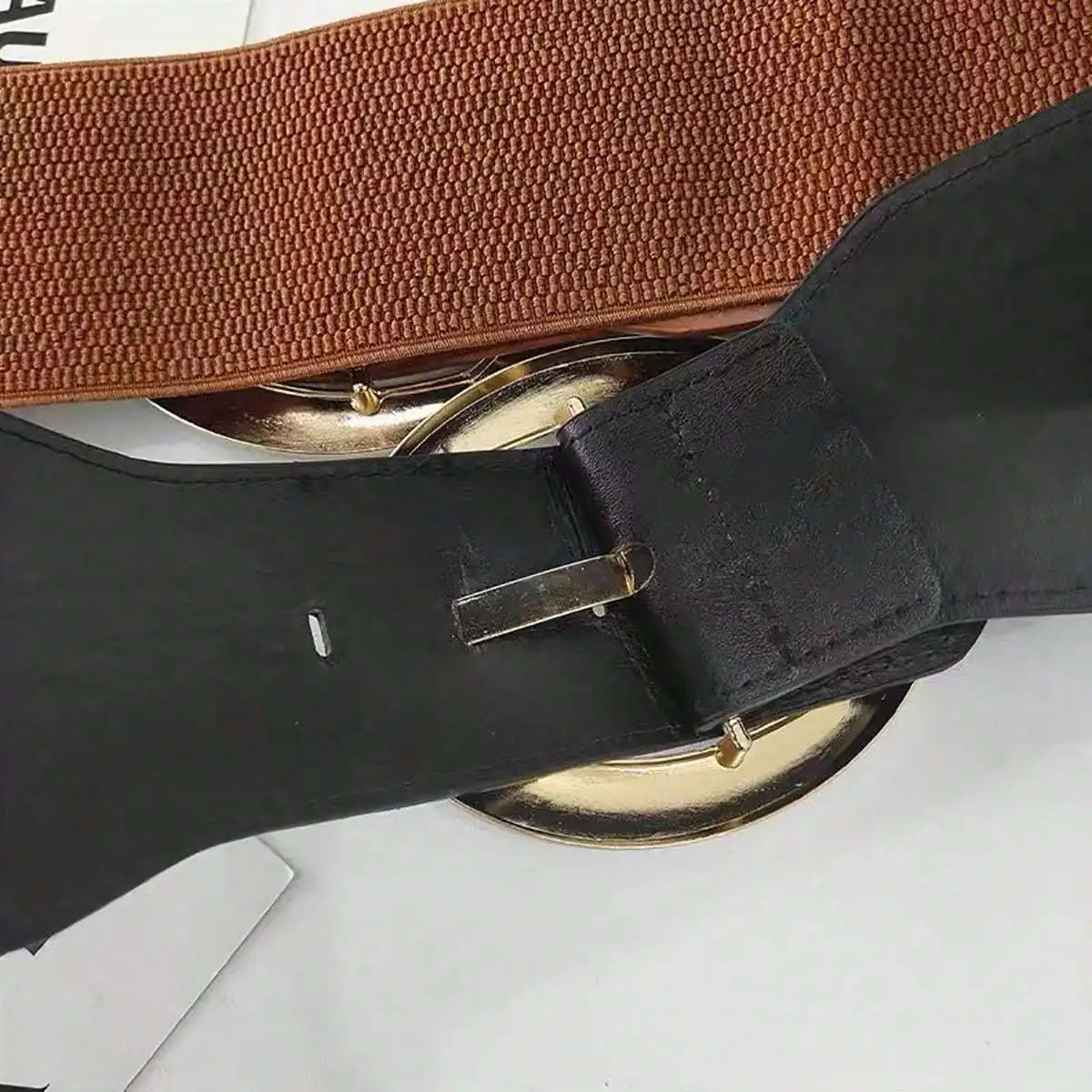 Solid color, simple and stylish buckle elastic belt, new women\\ fashion decoration with dresses, coats and waist decoration