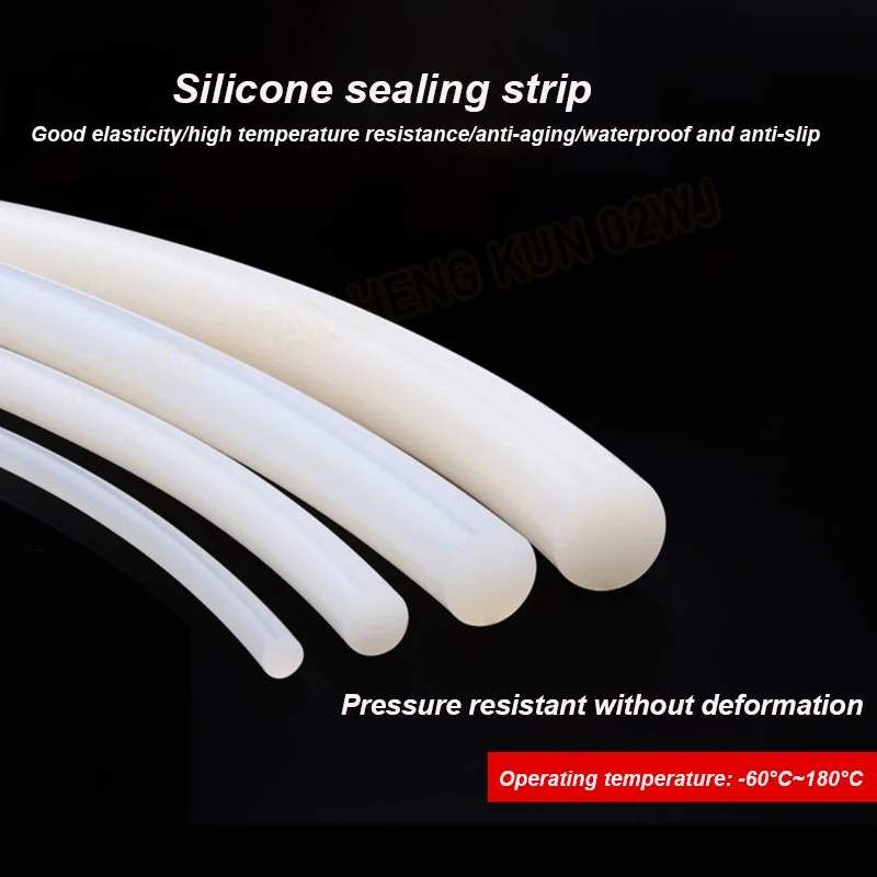 

1m 3-25mm Milky White Round Silicone Rubber Strip Solid Glue Stick High Temperature Resistant Elastic Sealing Strip