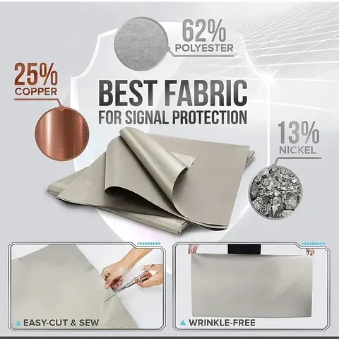 Faraday Fabric for High - Frequency Protection: Blocks 4G, 5G WIFI Signals, EMF/EMI Shielding Cloth, Great for DIY Wireless