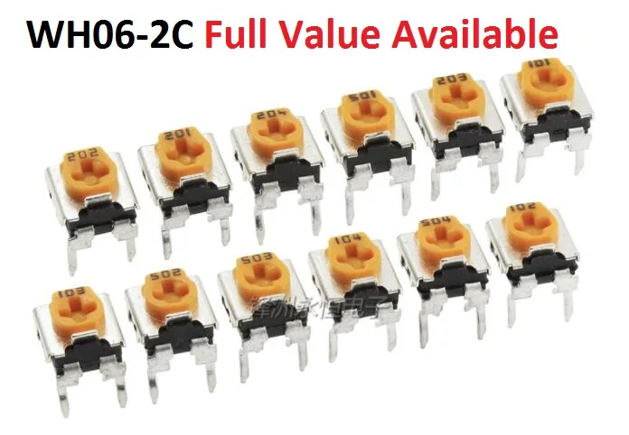 20PCS 200R 500R 1K 2K 5K 10K 20K 50K 100K 200K 500K 1M OHM Variable Resistor 102 103 104  Adjustable Potentiometer WH06-2C 100R