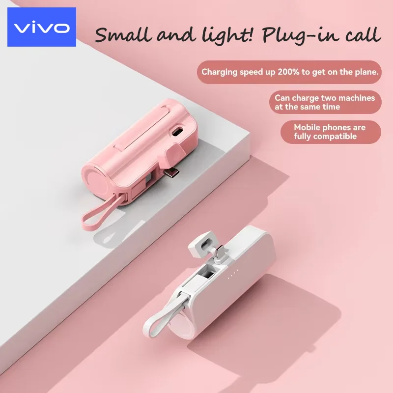 Mini Portátil Tipo-C Carregamento Rápido com Suporte, Pocket Power Bank, Bateria Externa, Compatível com iPhone e Android, 30000mAh