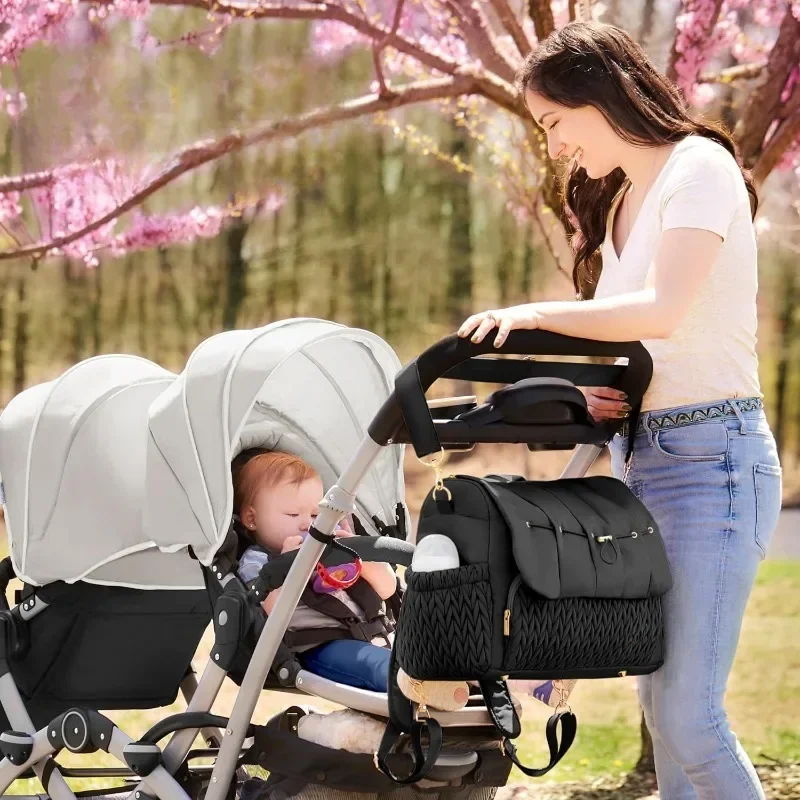 Borsa per pannolini per bambini borsa per ospedale da donna incinta zaino per pannolini per bambini convertibile borsa per madre trapuntata borsa