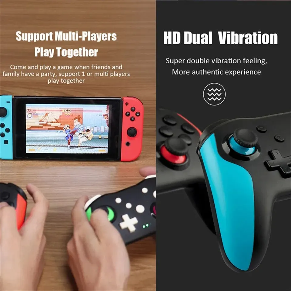 GAMINJA NS009 kontroler gier Bluetooth bezprzewodowy pad do konsoli Nintendo Switch PS3 PC Windows 7 10. podwójny joystick wibracyjny