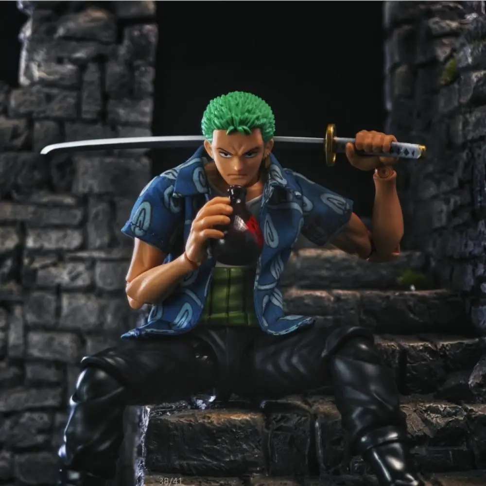 قطعة واحدة SHF أنيمي نقية اليدوية زورو أرلونغ سترة قميص جديد الملابس الزرقاء المدمج في سلك الحديد مناسبة للعب 1/12 #1