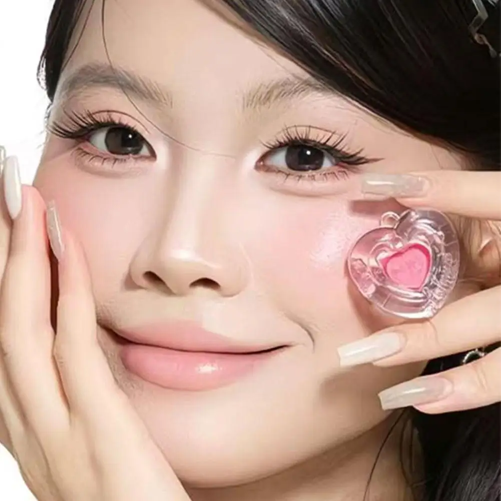 Kremowy róż do policzków i ust w kształcie serca, wielofunkcyjny rozświetlacz, puder do twarzy, nawilżający, dodający blasku, rozjaśniający, powiększający objętość, naturalny makijaż do codziennego użytku.