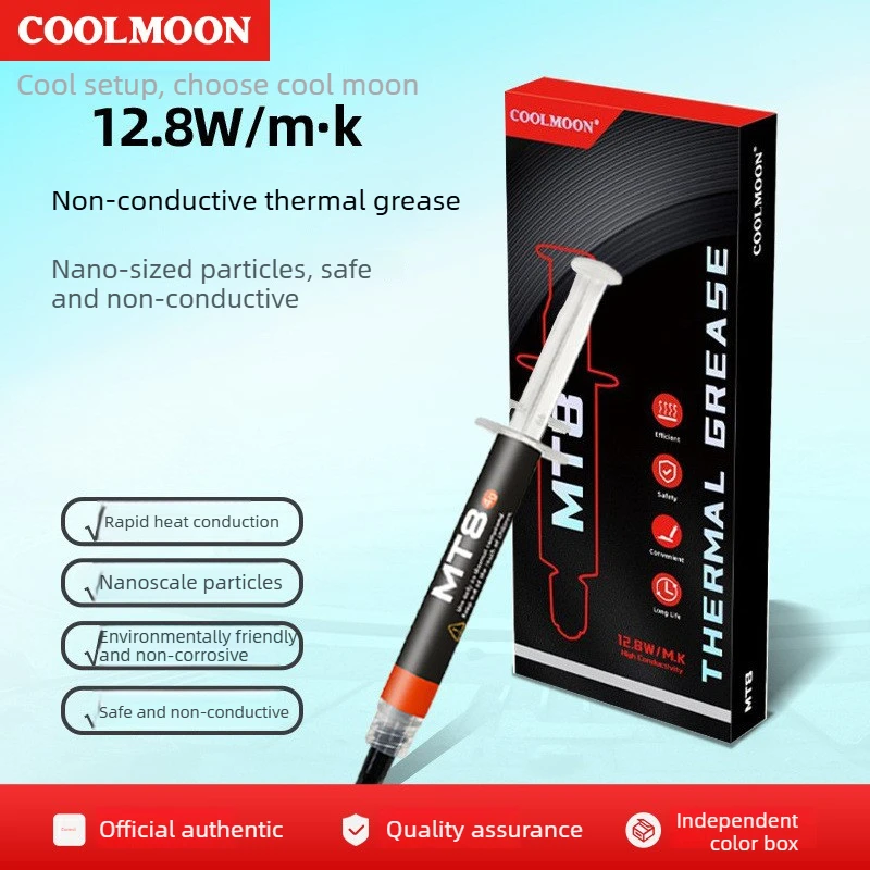 COOLMOON MT8 Professional High Thermal Conductivity Grease Paste for CPU GPU Desktop Computer Heatsink, Electrically Insulating