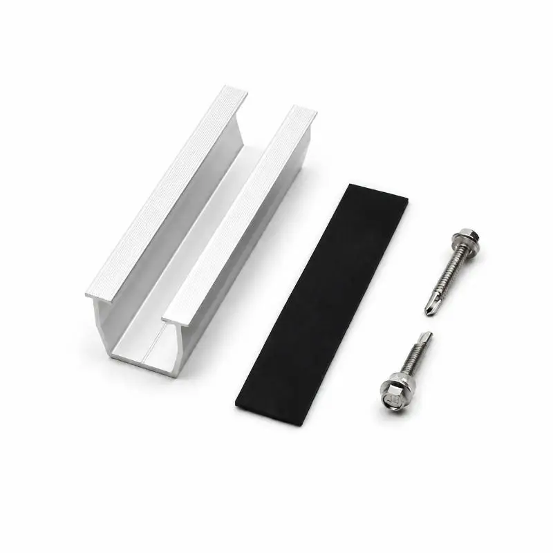 Solar Panel Mounting Brackets U Shape Rail Kit Waterproof With Rubber Pad Self Drilling Screw For Roofing Solar Panels