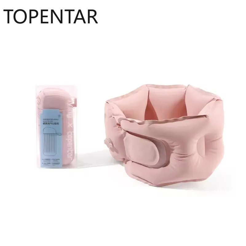 Manual Inflation Inflatable Neck Pillow Ultralight Breathable Napping Neck Headrest Adjustable with Air Pump Travel Pillow