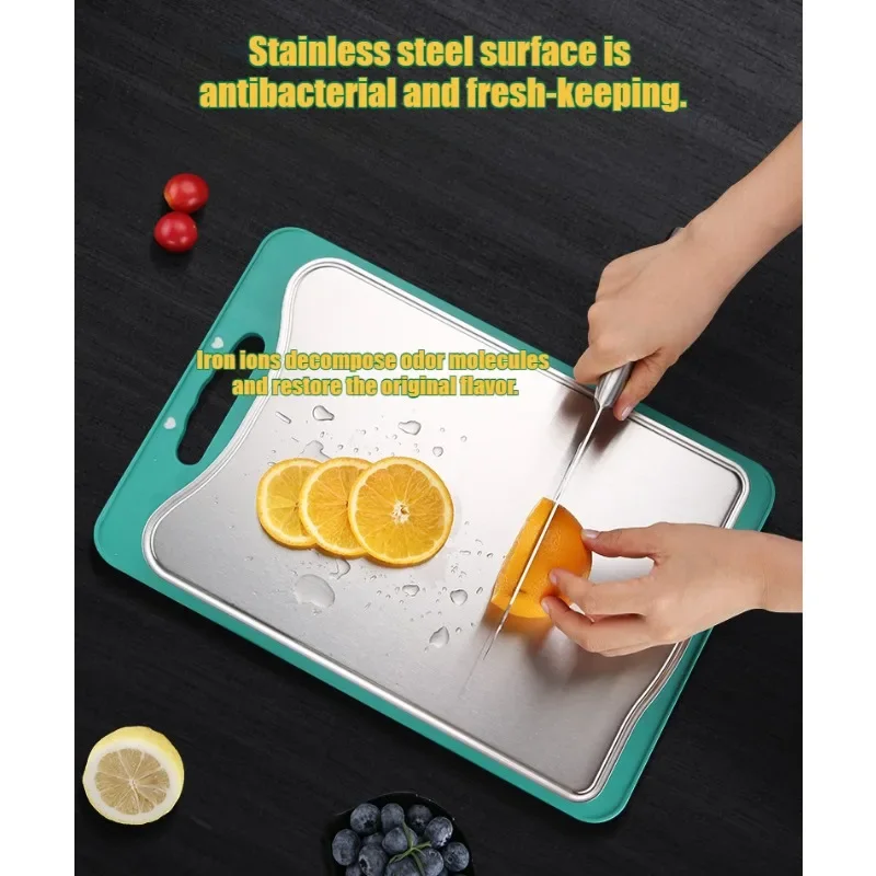 Chopping Board 304 Stainless Steel Antibacterial Multifunctional Double-sided Plastic Kitchen Chopping Board Cutting Vegetables