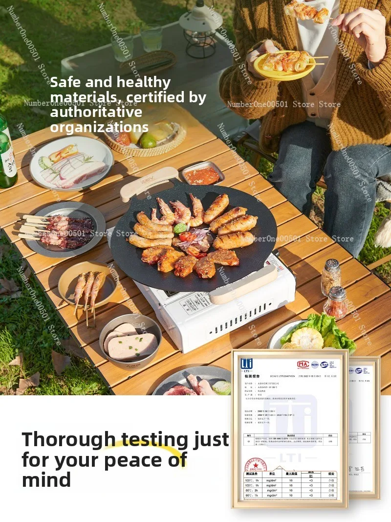 Outdoor camping grilling plate cast iron maifan stone baking plate for gas stove induction cooker