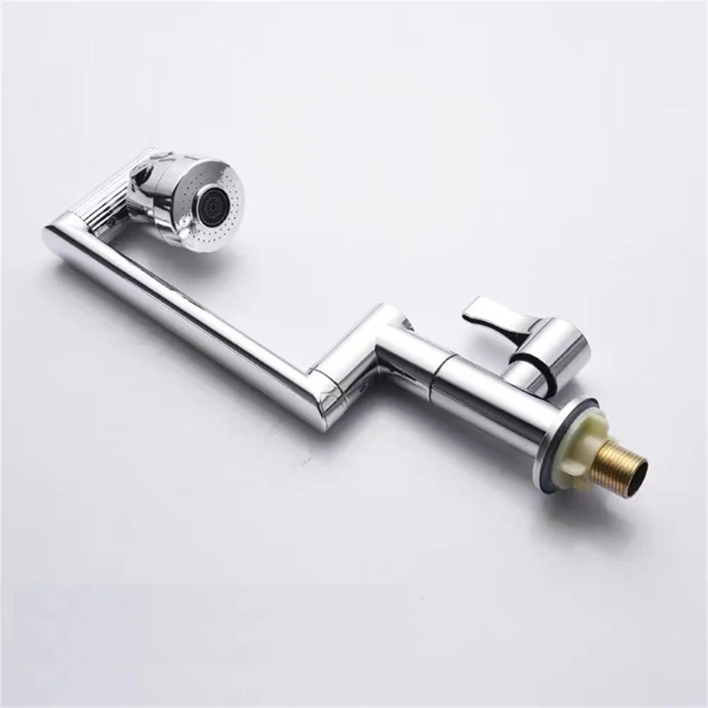 Single Cold Basin Faucet in Black Stainless Steel 1080 Degree Full Rotation Wrench Handle Porcelain Chip Valve G1/2