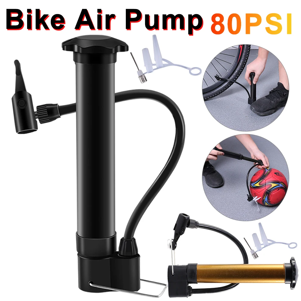 Bomba de suelo para bicicleta, portátil y ligero Inflador de neumáticos, válvula Schrader, 80psi
