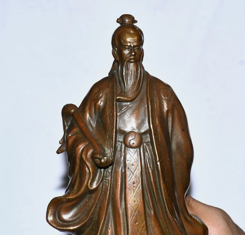 8.2'' Old Chinese Bronze Dynasty Tai Shang Laojun Taishang Lao Jun God Statue