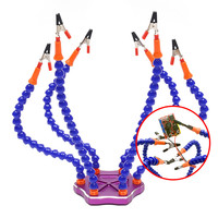 Stand Helping Clamp Hands Soldering Third Hand Pcb Vise Clip Holder Tool Alloy 6 Flexible Arms for Welding Platform