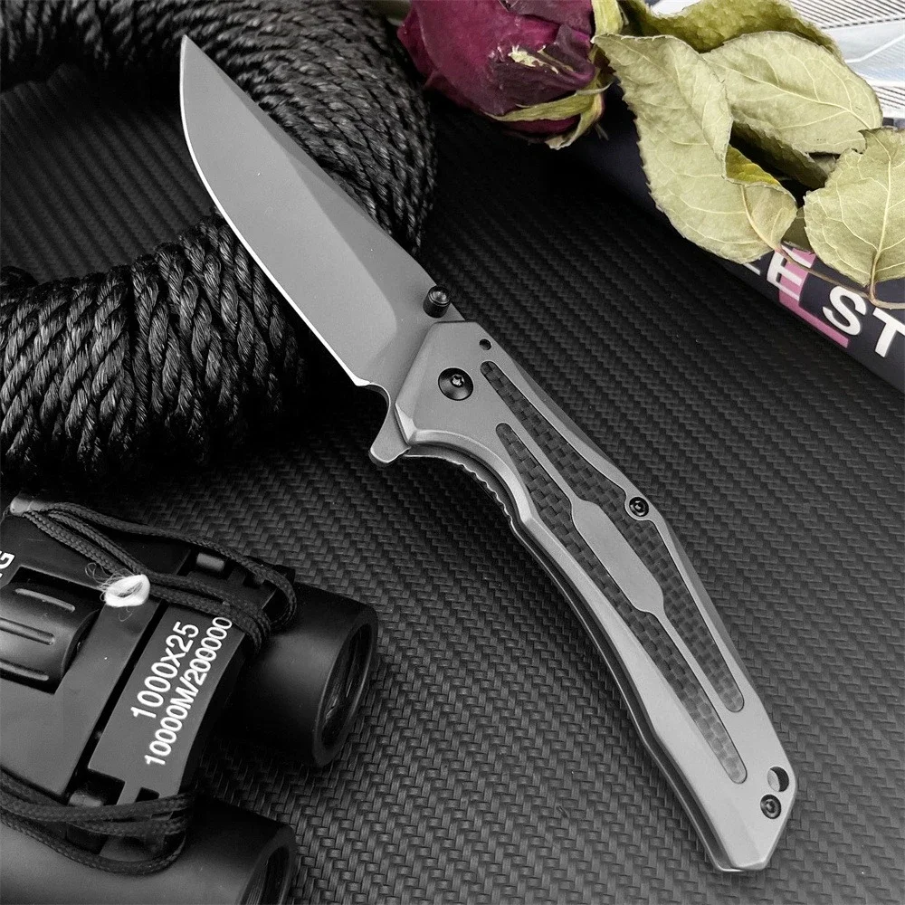

Карманный нож Flipper Assisted 8300, лезвие с заточкой, ручка из нержавеющей стали с вставками из углеродного волокна, универсальный складной нож EDC