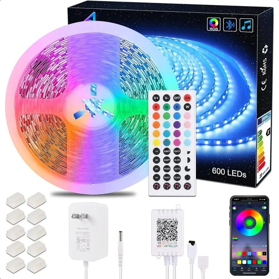 

5050 10M 600Leds RGB 60leds m SMD nWaterproof Color Changing Led Strips Light Kit +44 Key IR Remote+24V AC Power Supply for Hom