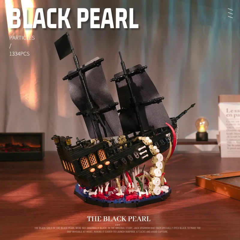 IN STOCK JD43 MOC Creativity Black Pearl Pirate Ship Building Blocks Bricks Assembling Model Toys for Boys Christmas Gift Set view 3