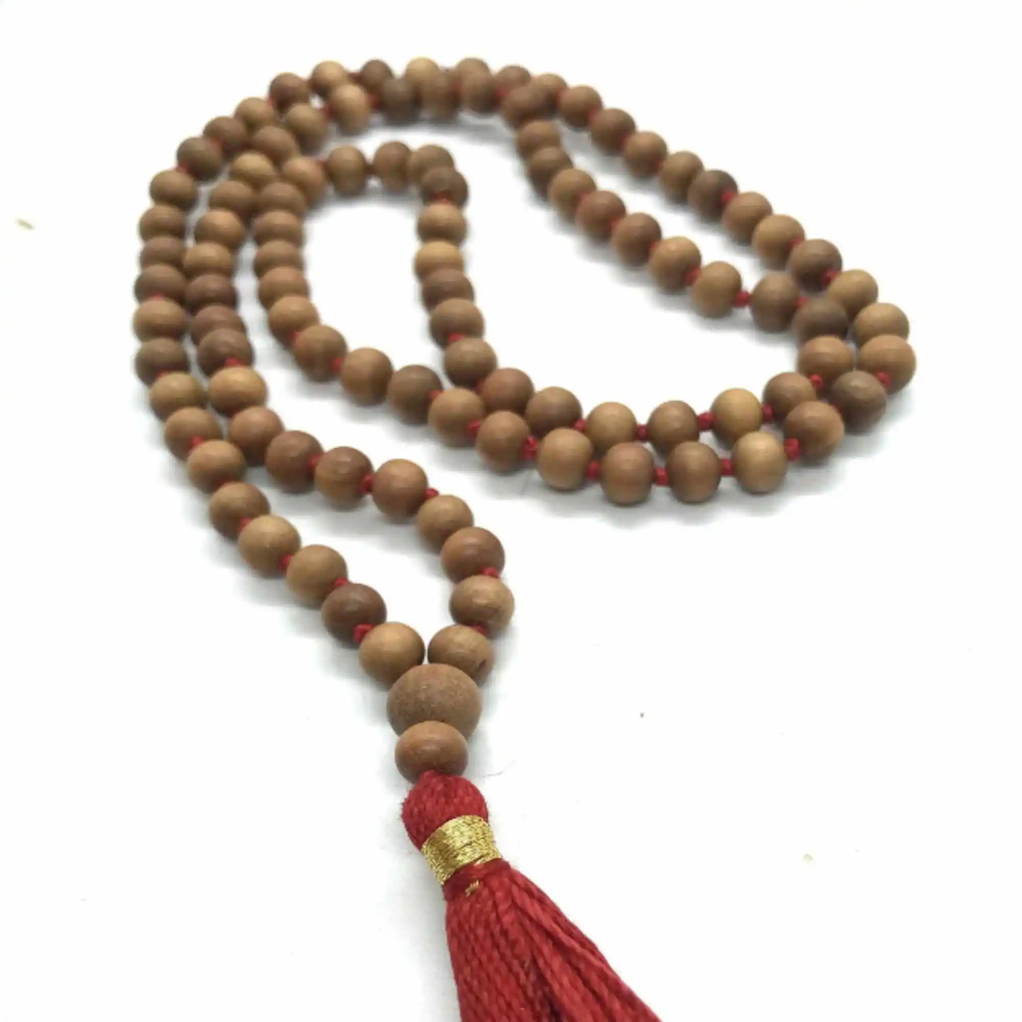 6mm Fragrant Natural brown Sandalwood 100+1 knot necklace Men's Sacred wear Crystal Yoga Mala Wood Enthusiasts Prayer