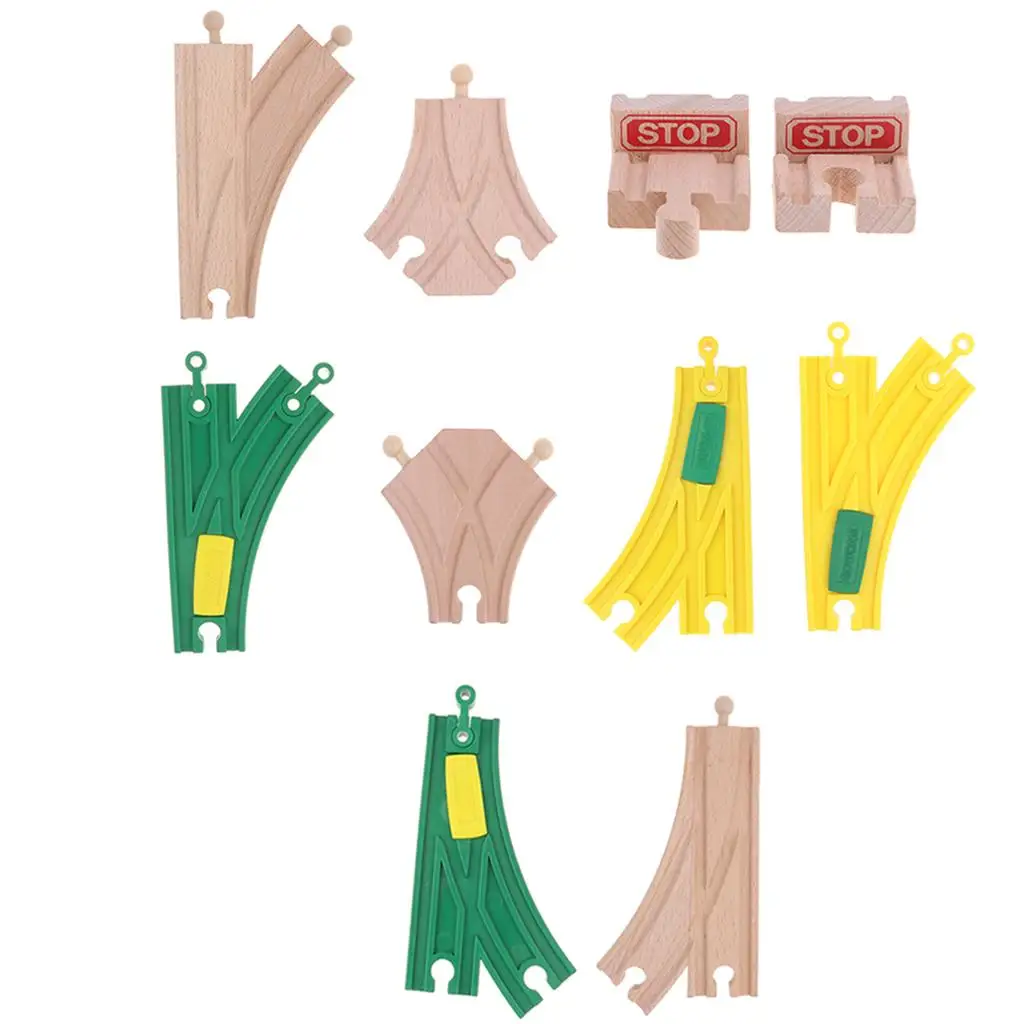 Wooden Train Track Expansion Building Kits Bright Color Safe Finish for Children Early Learning Toy
