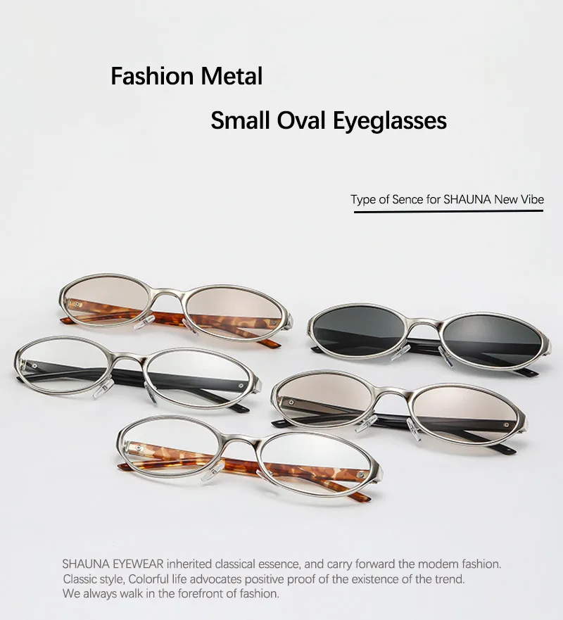 SHAUNA Neue kleine ovale Champagner-Sonnenbrille aus Metall, UV400 – Detail 3