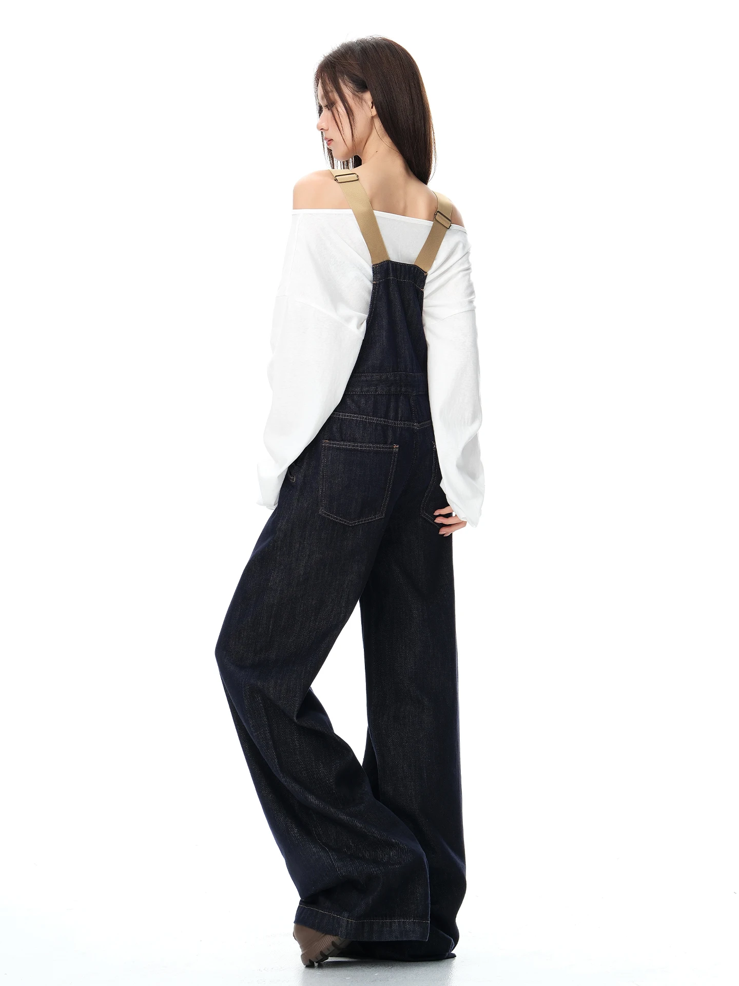 Vfvk Dżinsowe Ogrodniczki Damskie Sle 2025 Nowa Kolekcja Jesień Zima Luźne Odmładzające Uniwersalne Proste Nogawki Szerokie Nogawki Długość Do Podłogi