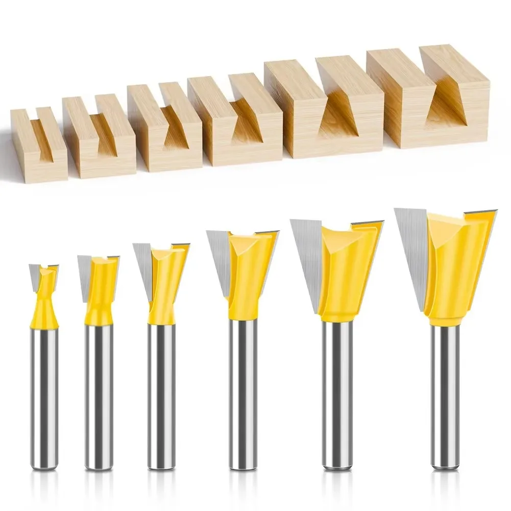 1PCS 1/4 6.35MM 6MM Shank Milling Cutter Wood Carving Dovetail Joint Router Bits Set 14 Degree Woodworking Engraving Bit Milling