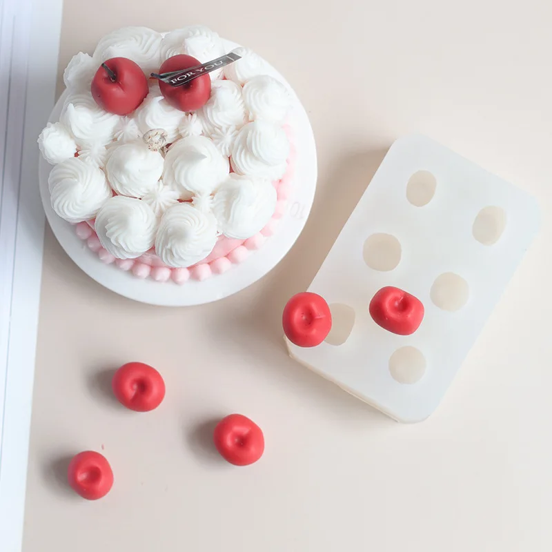 

1 piece, aromatherapy gypsum candle, cherry cherries, cherry cherries, simulated fruit cake, dessert silicone mold