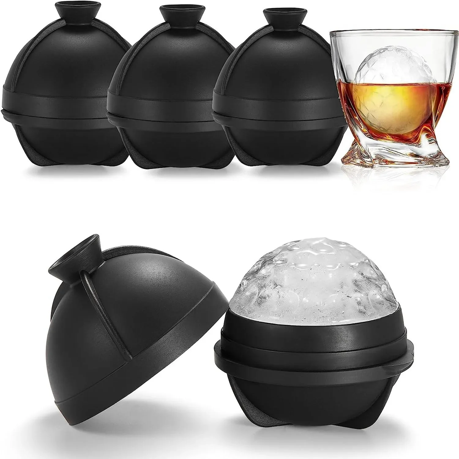 Food Grade Silicone Ice Ball Maker 3D Baseball Golf Hockey Shape with Built-in Funnel Easy Release No Plastic Sphere Mold view 4