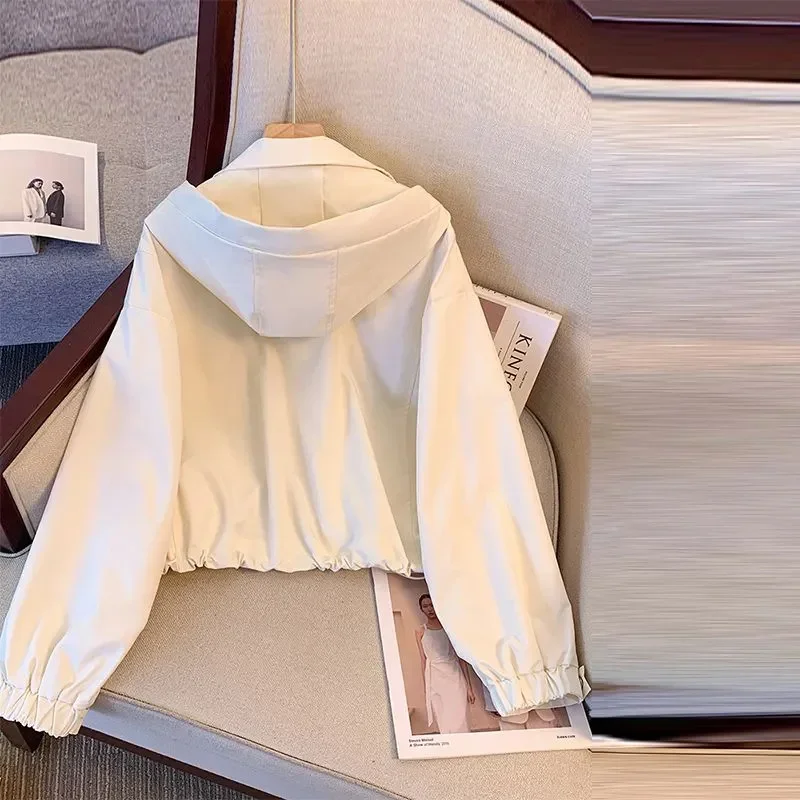 2025 nouveau printemps automne manteau femmes recadrée veste à capuche décontracté mince vêtements amples coupe-vent femme hauts vêtements d'extérieur pardessus