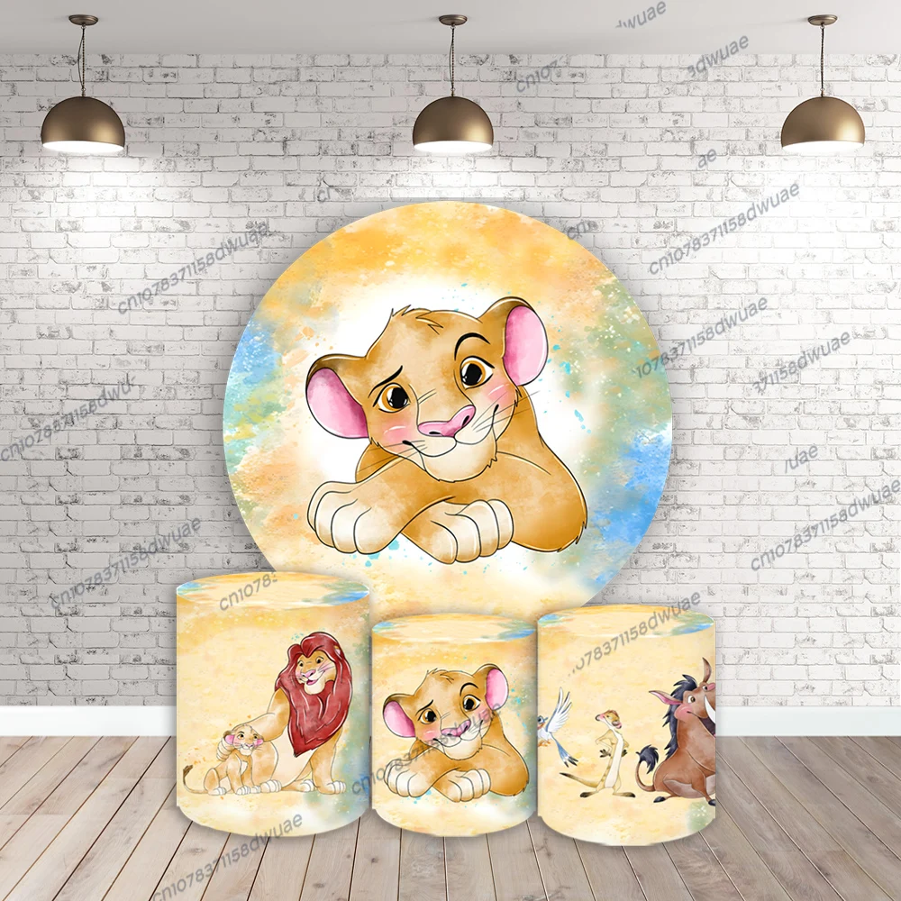 

The Lion King Birthday Party Photo Backdrop Round&Cylinder Cover Photo Background Baby Shower Photography Backdrop