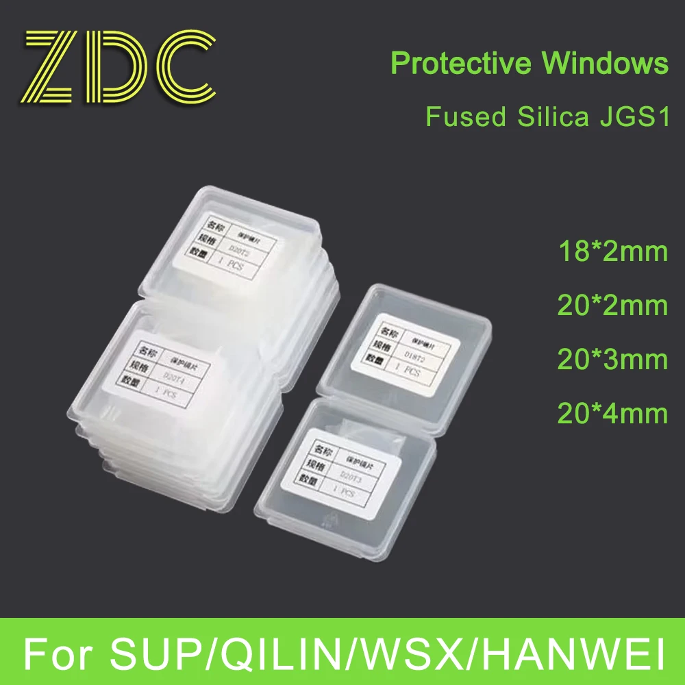 ZDC 10Pcs/Lot Fiber Laser Welding Protective Lens 18x2 20x2 20x3 20x4mm For WSX QiLin HanWei Sup Au3tech Welding Lens