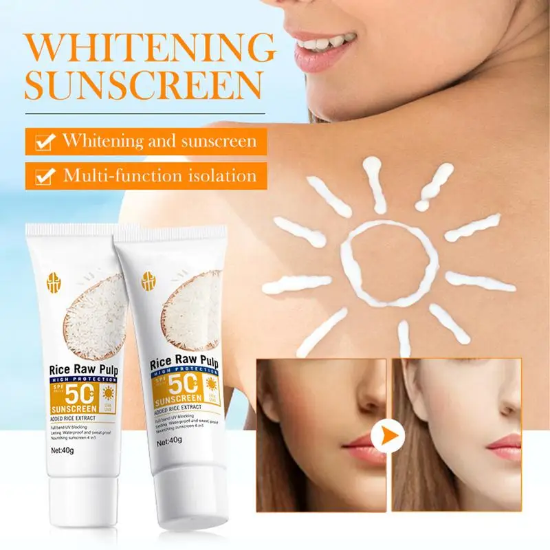 Crème solaire contre les probiotiques de riz Spf 50 +, haute protection solaire, hydratante pour la peau, gratitude solaire, protection UV, solaire