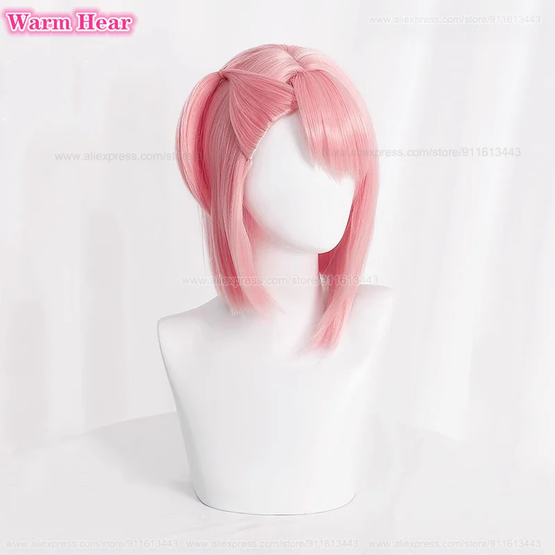 Charlotte Cosplay Wig  Short 30cm Pink Side Ponytail Wigs Heat Resistant Hair Cosplay Anime Party Wigs + Wig Cap