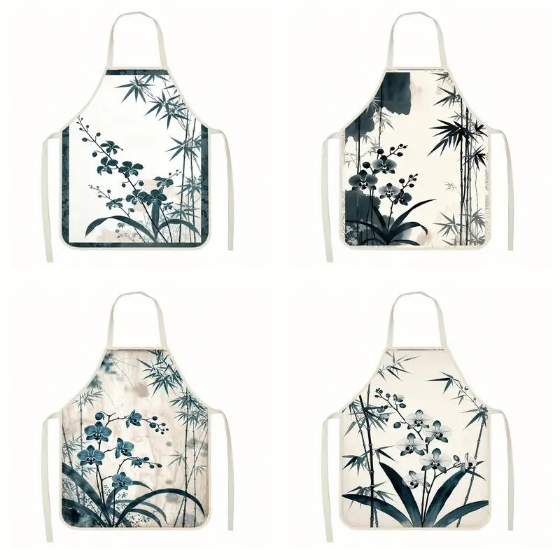 

Фартук из льняной ткани Ink Bamboo & Orchid, подходит для приготовления пищи на кухне, общения родителей и детей, рисования и других занятий.