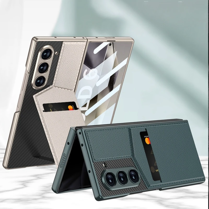 Fold6 Leather Wallet with Card Holder Stand Phone Case for Samsung Galaxy Z Fold 6 Z Fold6 Shell Membrane Protective Cover