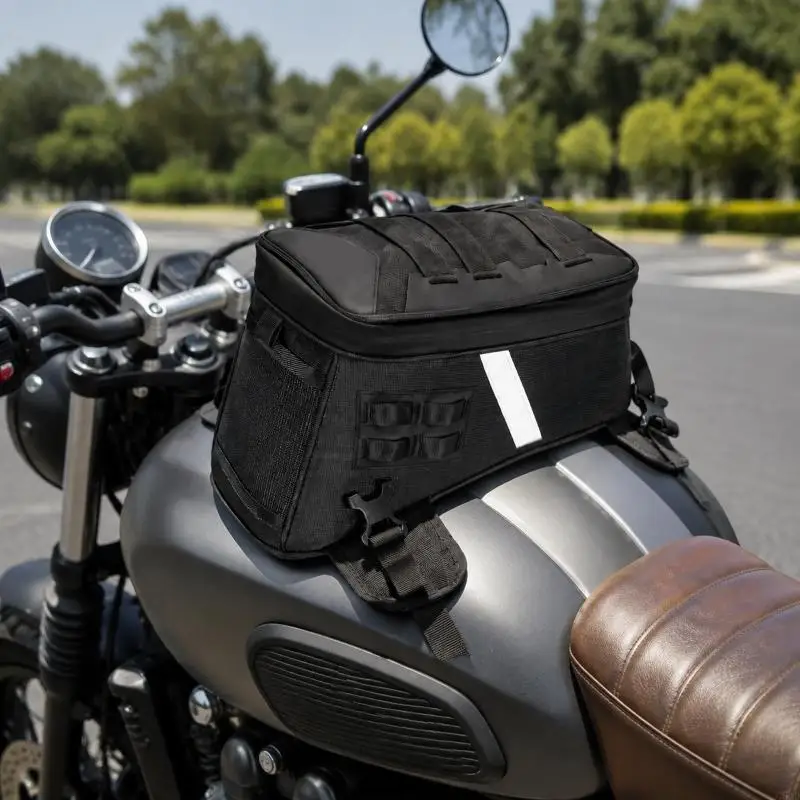 5L Motorcycle Bag with Strap Mount & Top Opening for Modification